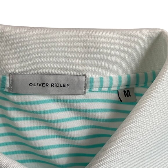Oliver Ridley Polo Shirt Mens M Blue Stripe Performance Golf - Picture 5 of 7